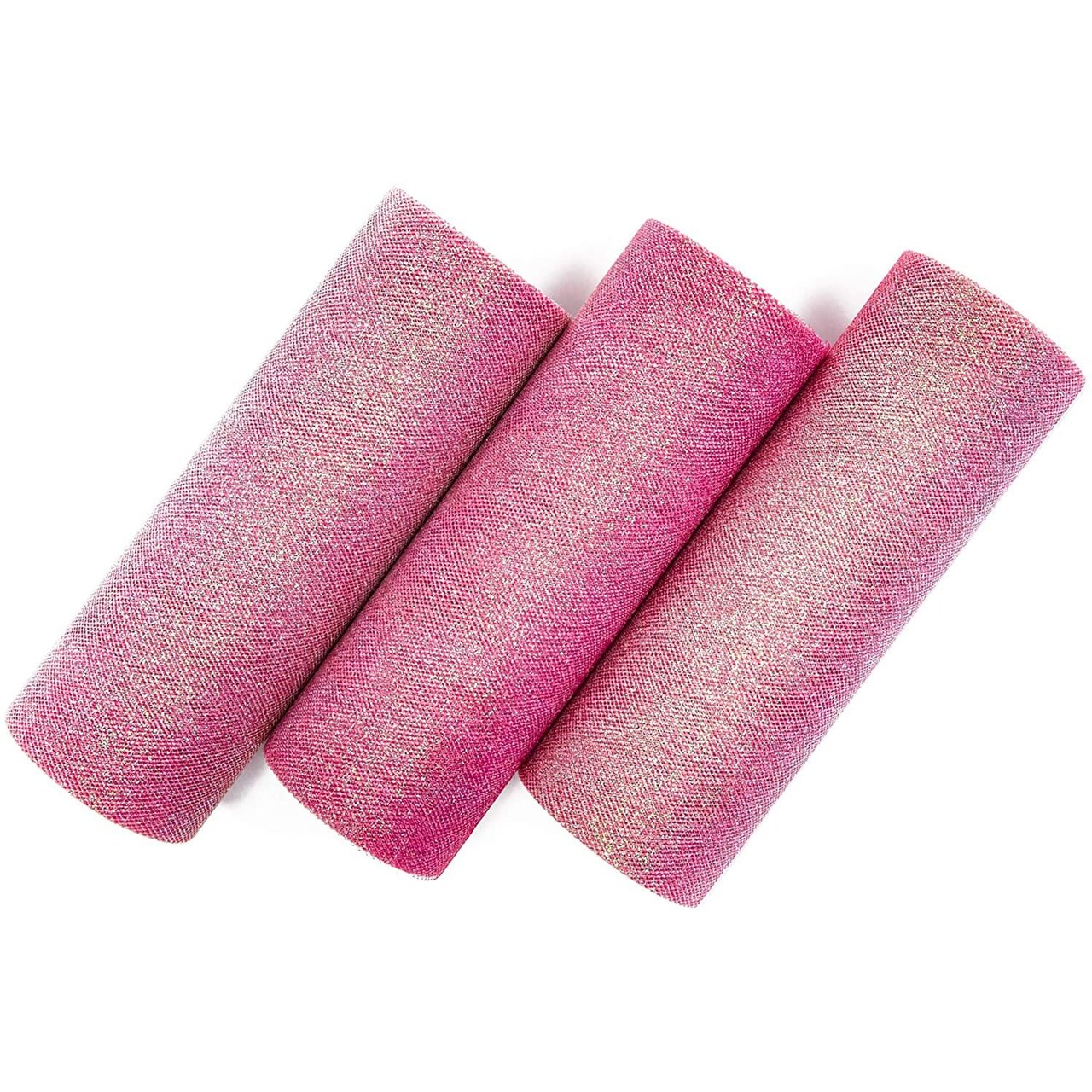 Tulle Rolls, Sewing Accessories and Supplies (Pink Rainbow Glitter, 6 in x 10 Yards, 3-Pack)